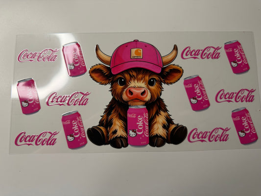 Highland Cow Cola UV DTF Wrap