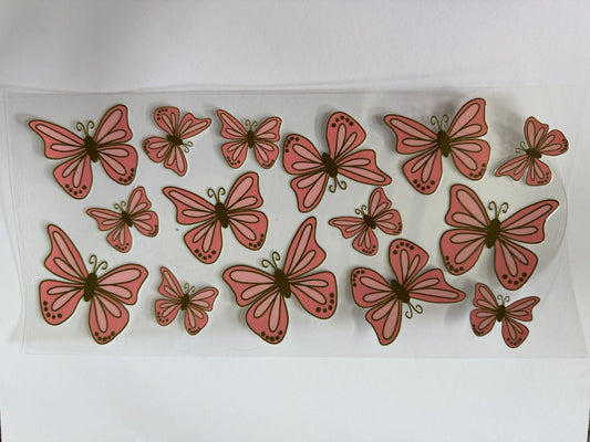 Pink Butterfly UV DTF Wrap