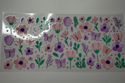 Purple Butterfly Blooms UV DTF Wrap
