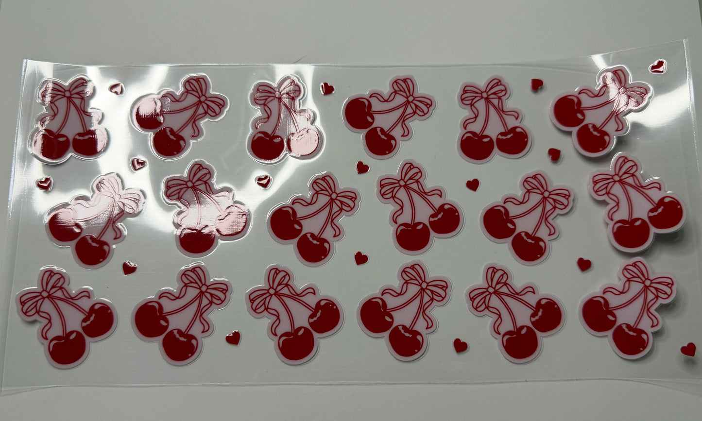 Cherry & Hearts UV DTF Wrap