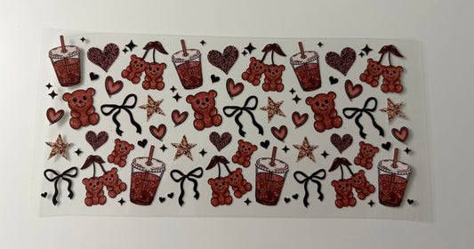 Teddy Bear Cherries UV DTF Wrap