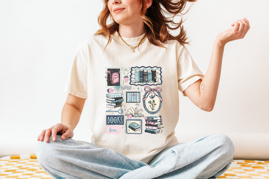 Bookish Stamp Collage Tee