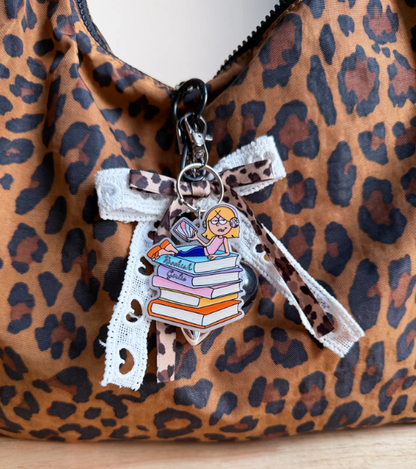 Lizzie and Books Keychain