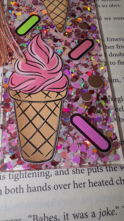 Ice Cream Glitter Resin Bookmark