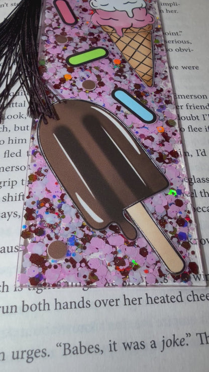 Ice Cream Glitter Resin Bookmark