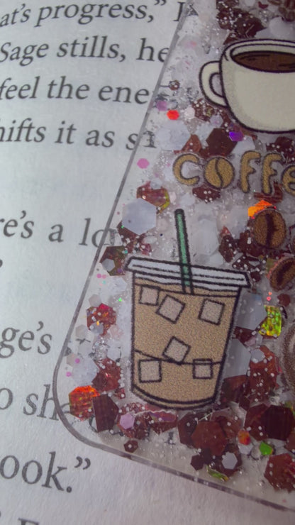Coffee Glitter Resin Bookmark