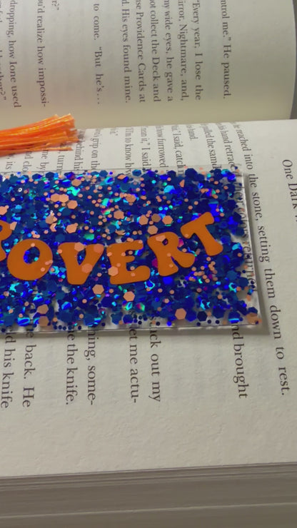 Booktrovert Glitter Resin Bookmark