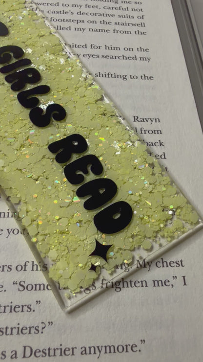 Hot Girls Read Glitter Resin Bookmark