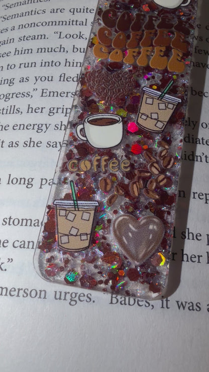 Coffee Glitter Resin Bookmark