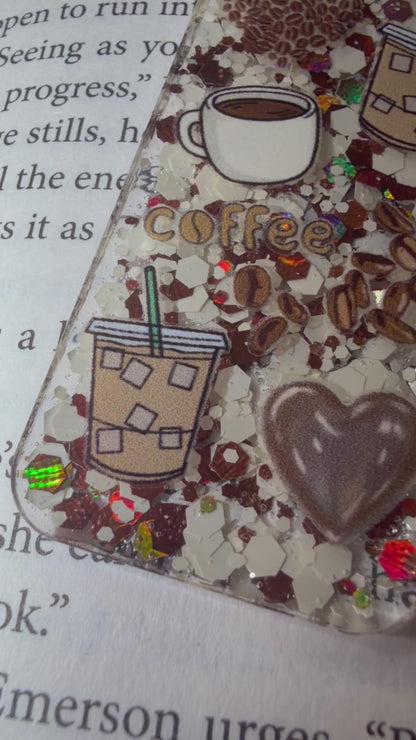Coffee Glitter Resin Bookmark
