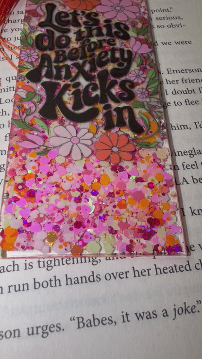 Anxiety Glitter Resin Bookmark
