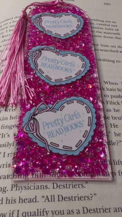 Pretty Girls Read Books Glitter Resin Bookmark
