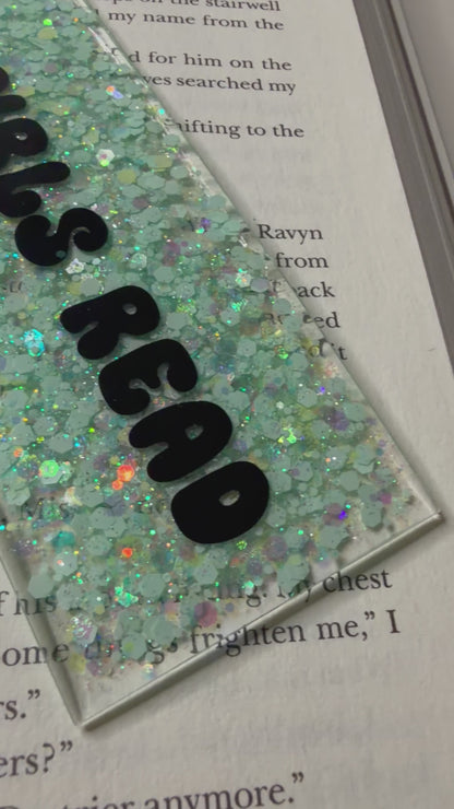 Hot Girls Read Glitter Resin Bookmark