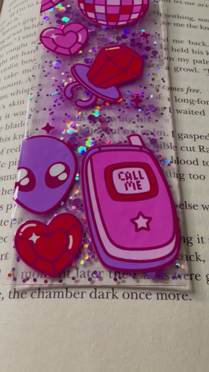90s Pop Culture Glitter Resin Bookmark